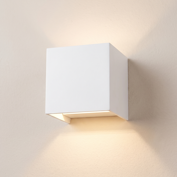 Nessa Cube Wall Lamp in White finish, LED light on