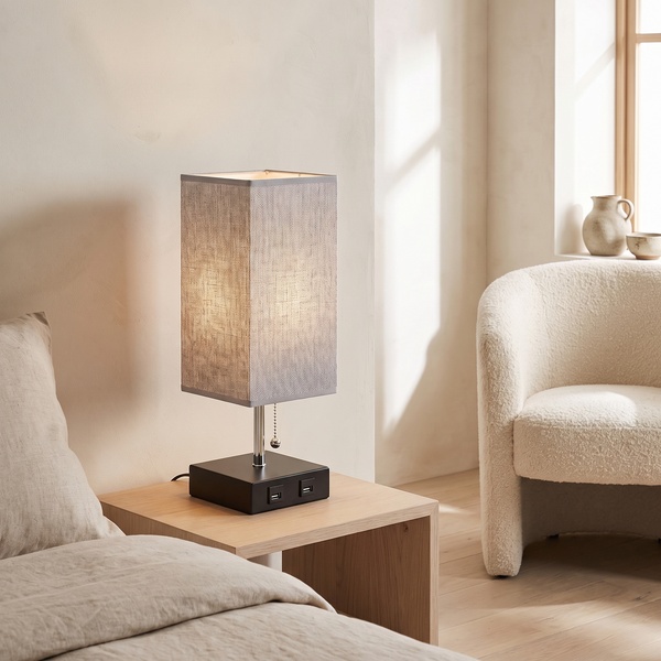 Elowen Linen Table Lamp in a styled interior