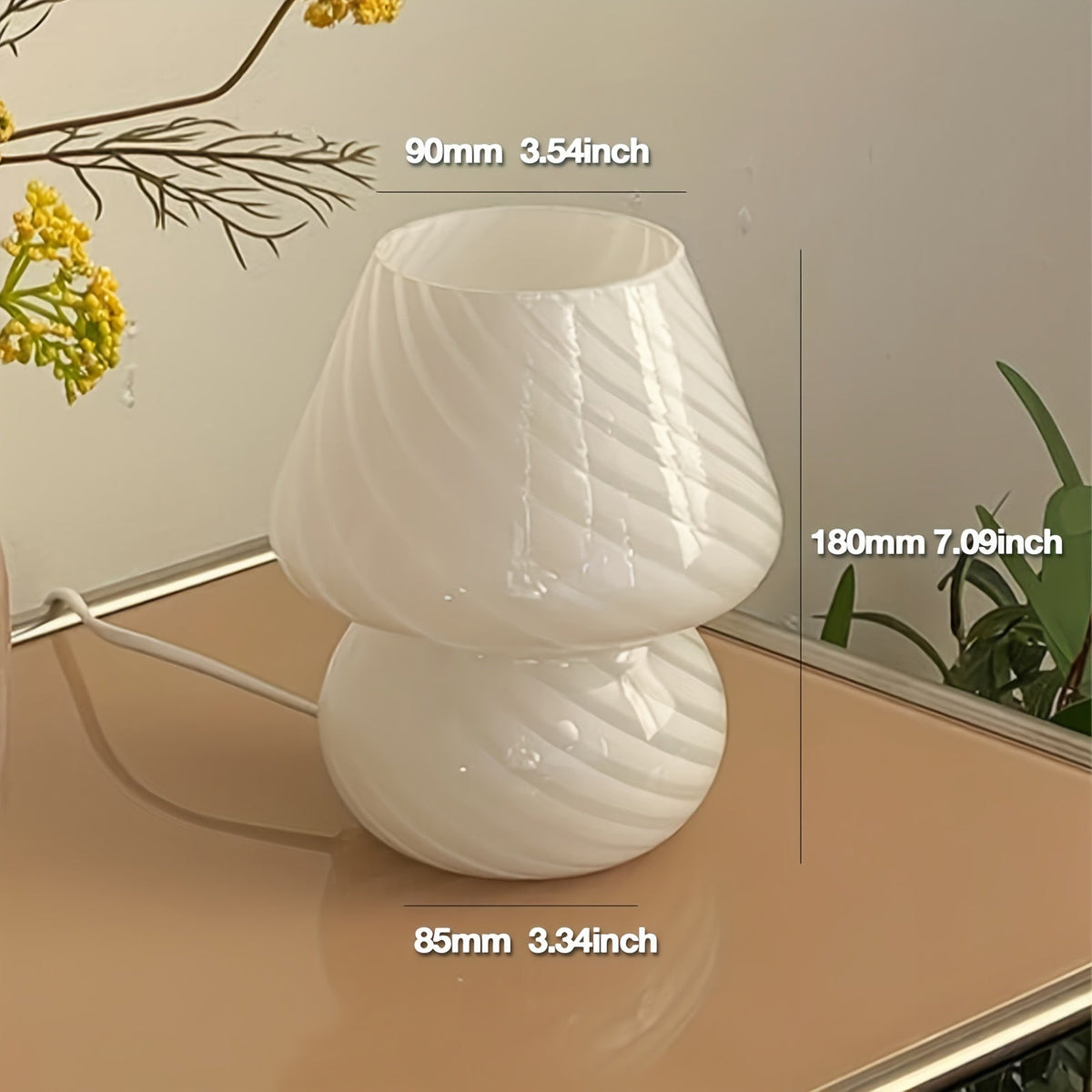 Murano-Style Glass Mushroom Lamp | USB Dimmable Table Light