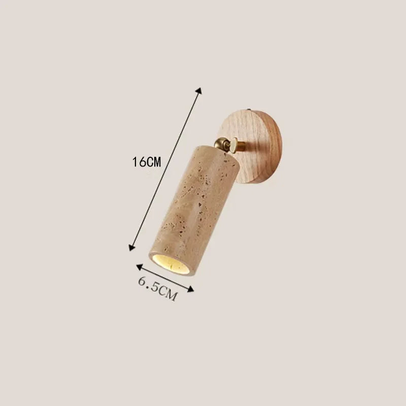 Huangdong Wall Lamp | Wabi-Sabi Travertine & Wood Light