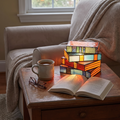 Stained glass book lamp, handcrafted art lighting