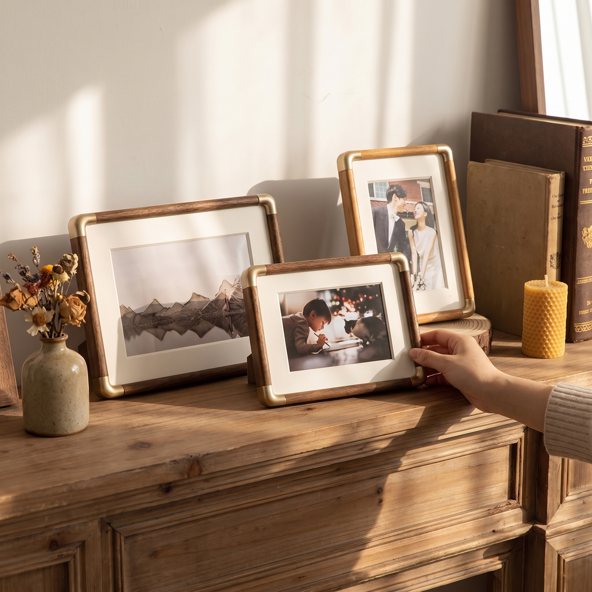 Brooks Tabletop Photo Frame | Vintage Wood & Brass Design