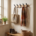 Nordic Wall-Mounted Coat Rack | Adjustable Dual Hooks in Black & Wood Finish