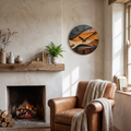 Artistic Round Wall Clock | Nordic Style Faux Wood Grain Design