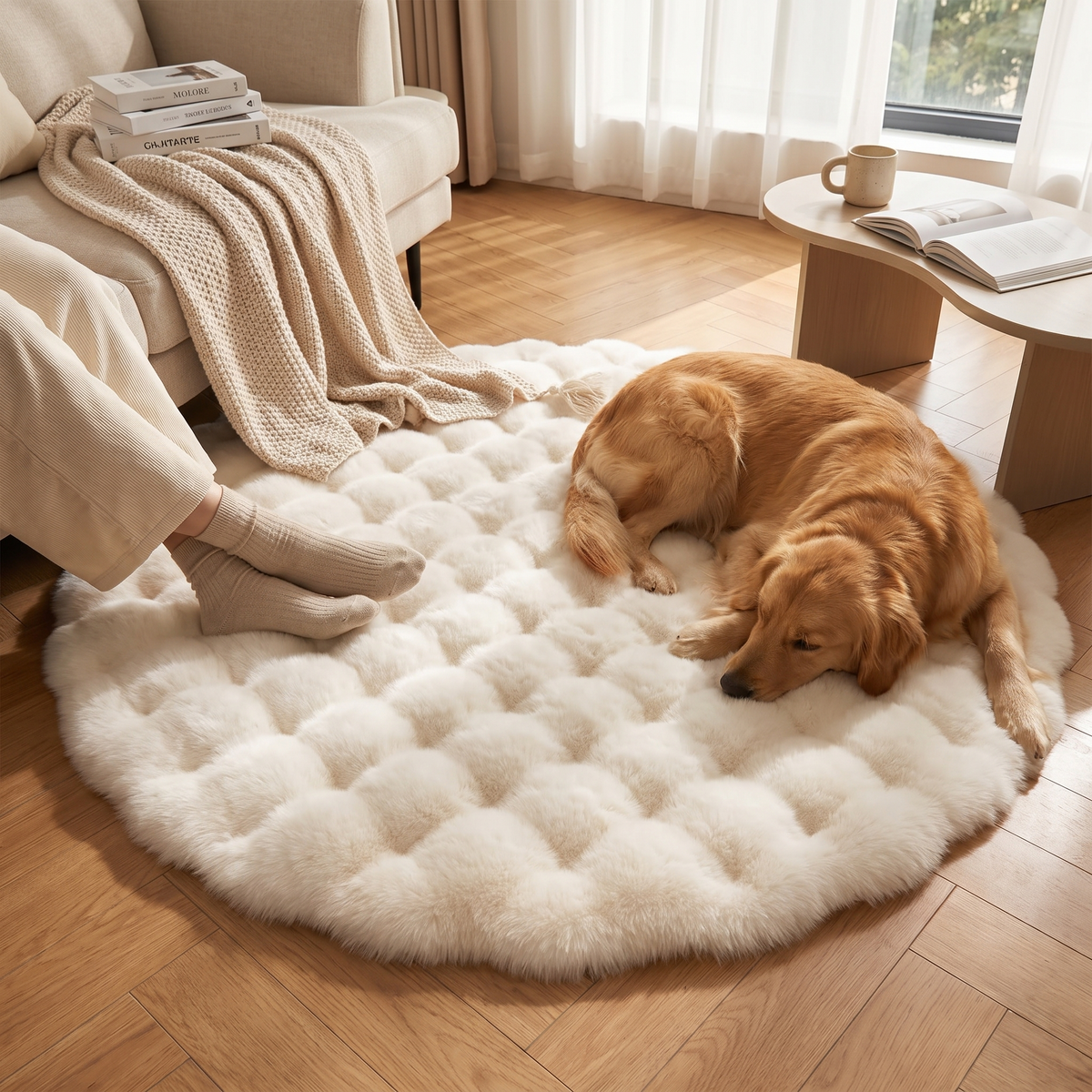 Cloud Comfort Round Bubble Rug | Soft Fluffy Circle Carpet