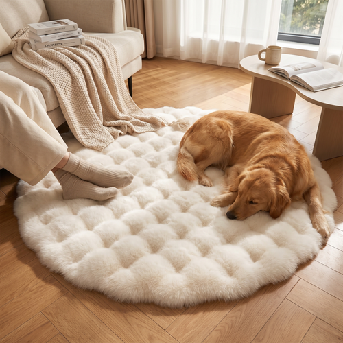 Cloud Comfort round bubble rug, soft fluffy circle carpet