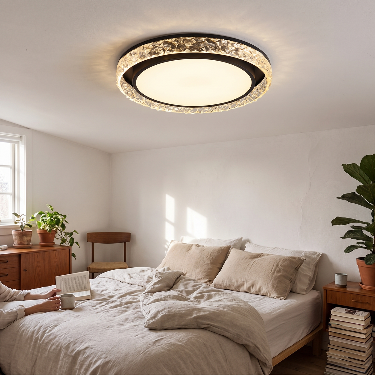 Crystal Halo LED Ceiling Light | Remote Dimmable Flush Mount