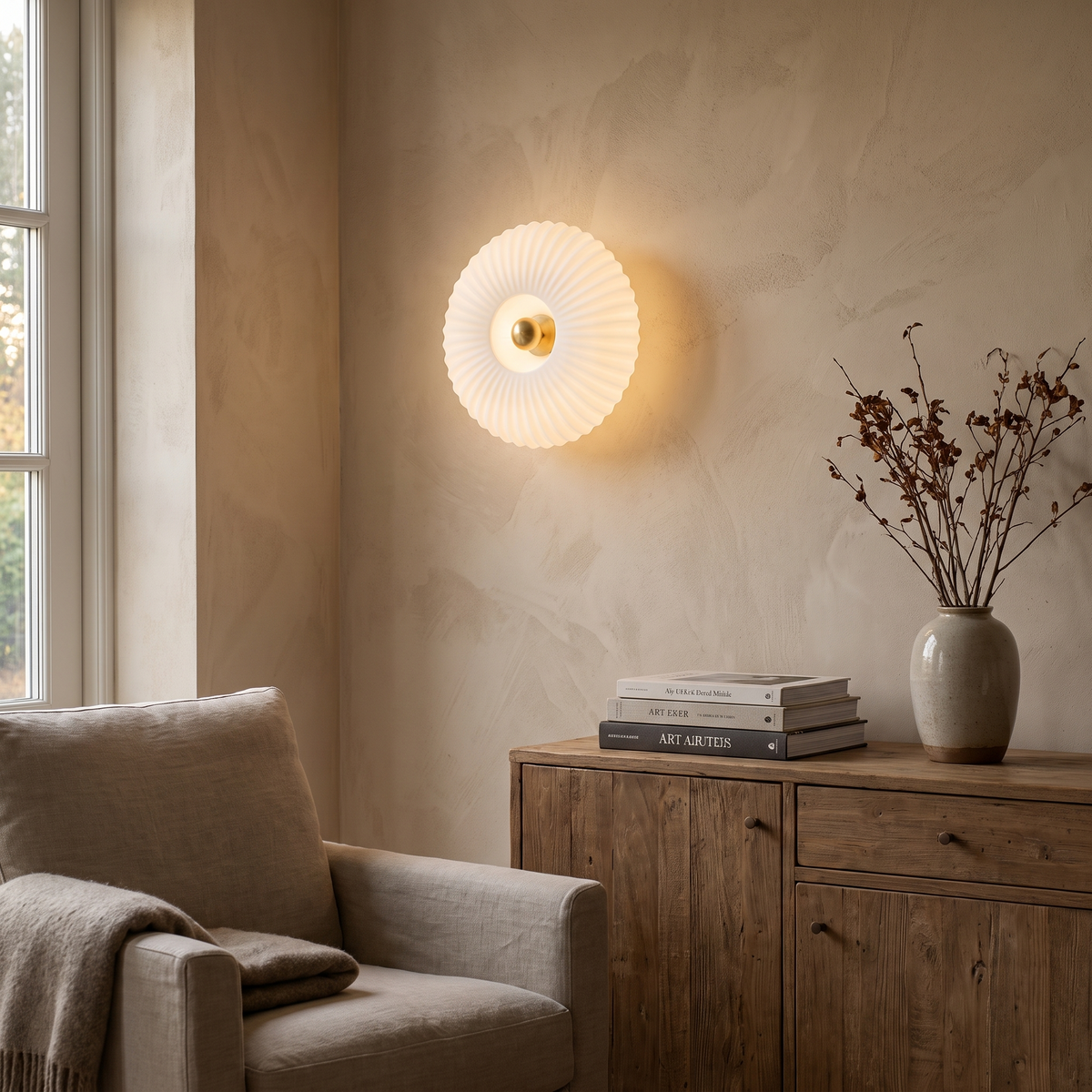 Nordic Vintage Glass Wall Sconce | Striped Round Disc Light