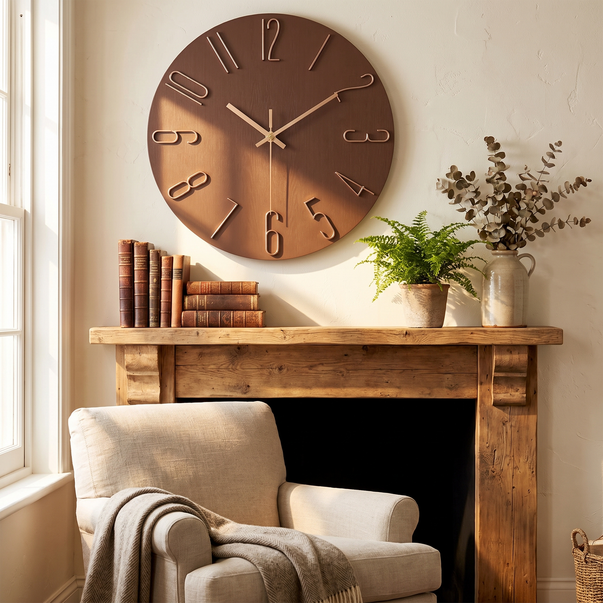 Noble modern wall clock in minimalist gold design