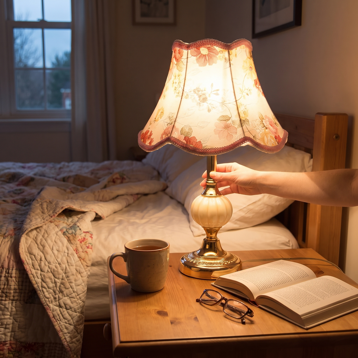 Quixy Vintage Scandinavian Table Lamp | Elegant Floral Design