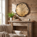Rustic wood slice wall clock