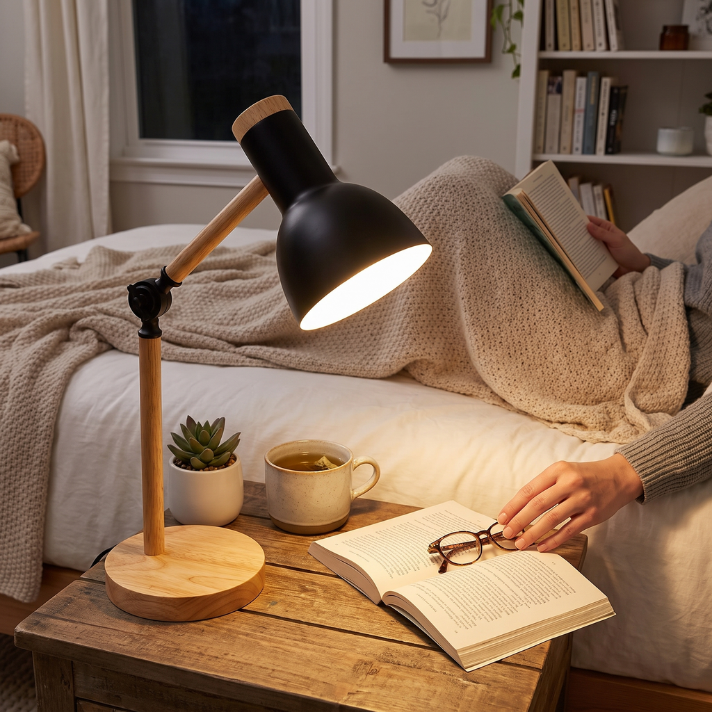 Nordic Wooden LED Desk Lamp | Scandinavian Minimalist Lighting