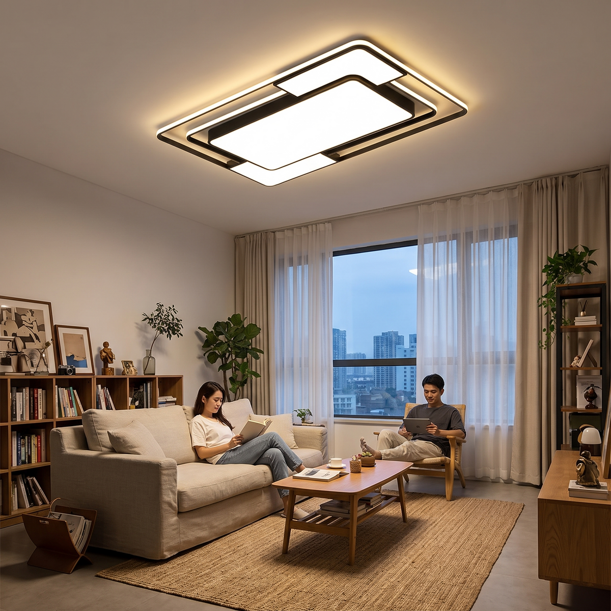 Remote-Controlled LED Ceiling Light | Modern Geometric Design