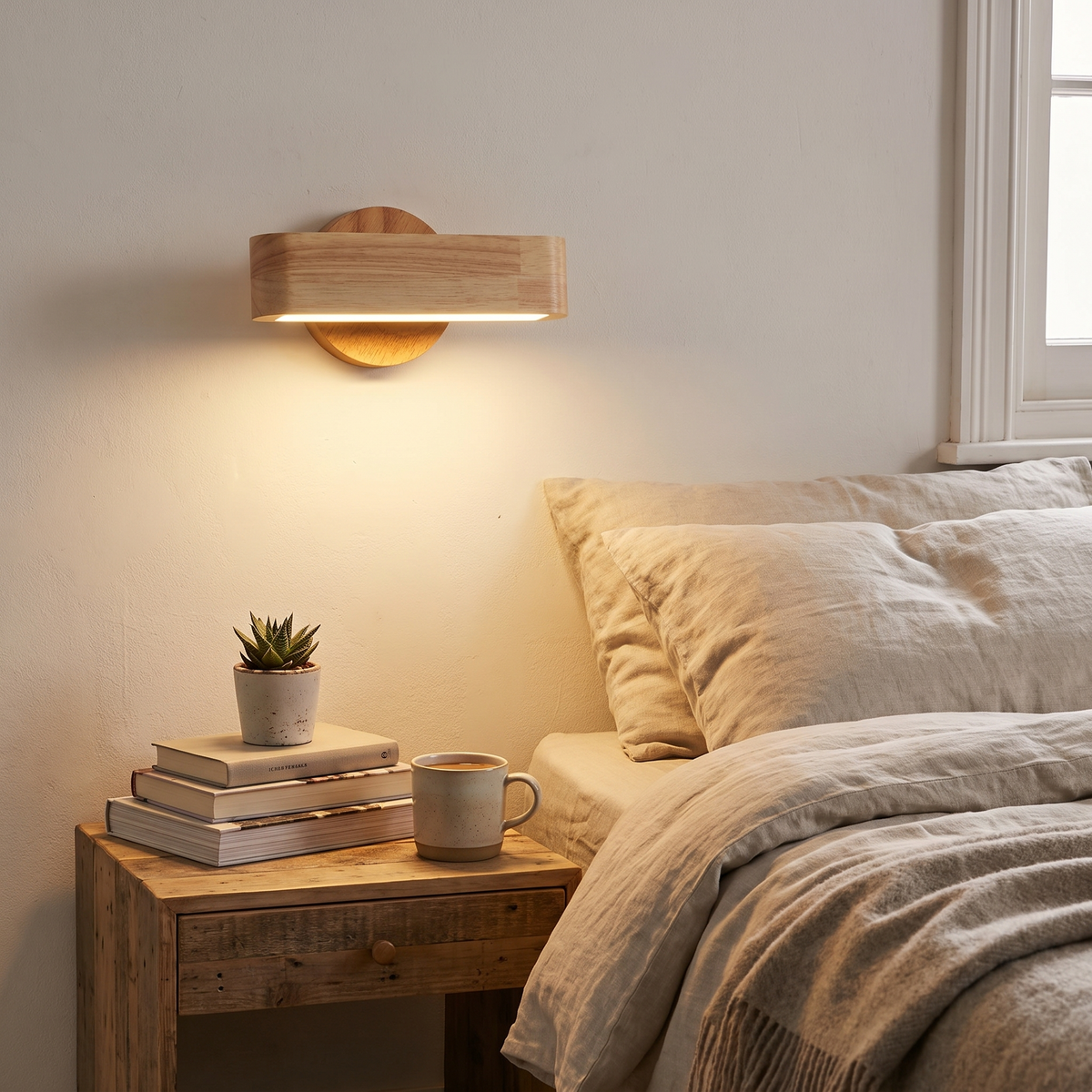 Rotating Wall Lamp | Japanese Solid Wood & Aluminium Design