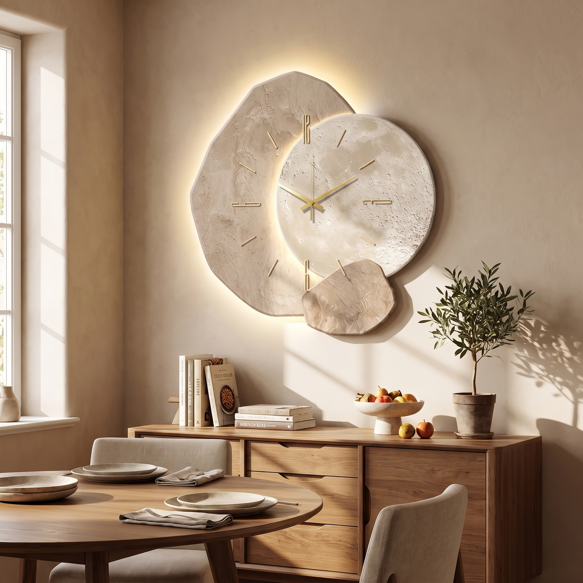 LumoClock | Large Modern Wall Clock | Silent Quartz & LED Light