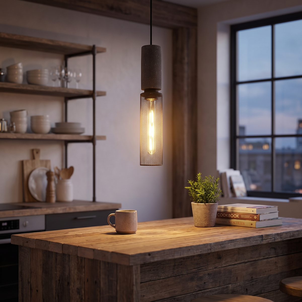 Urban Concrete Pendant Light | Industrial LED Hanging Lamp