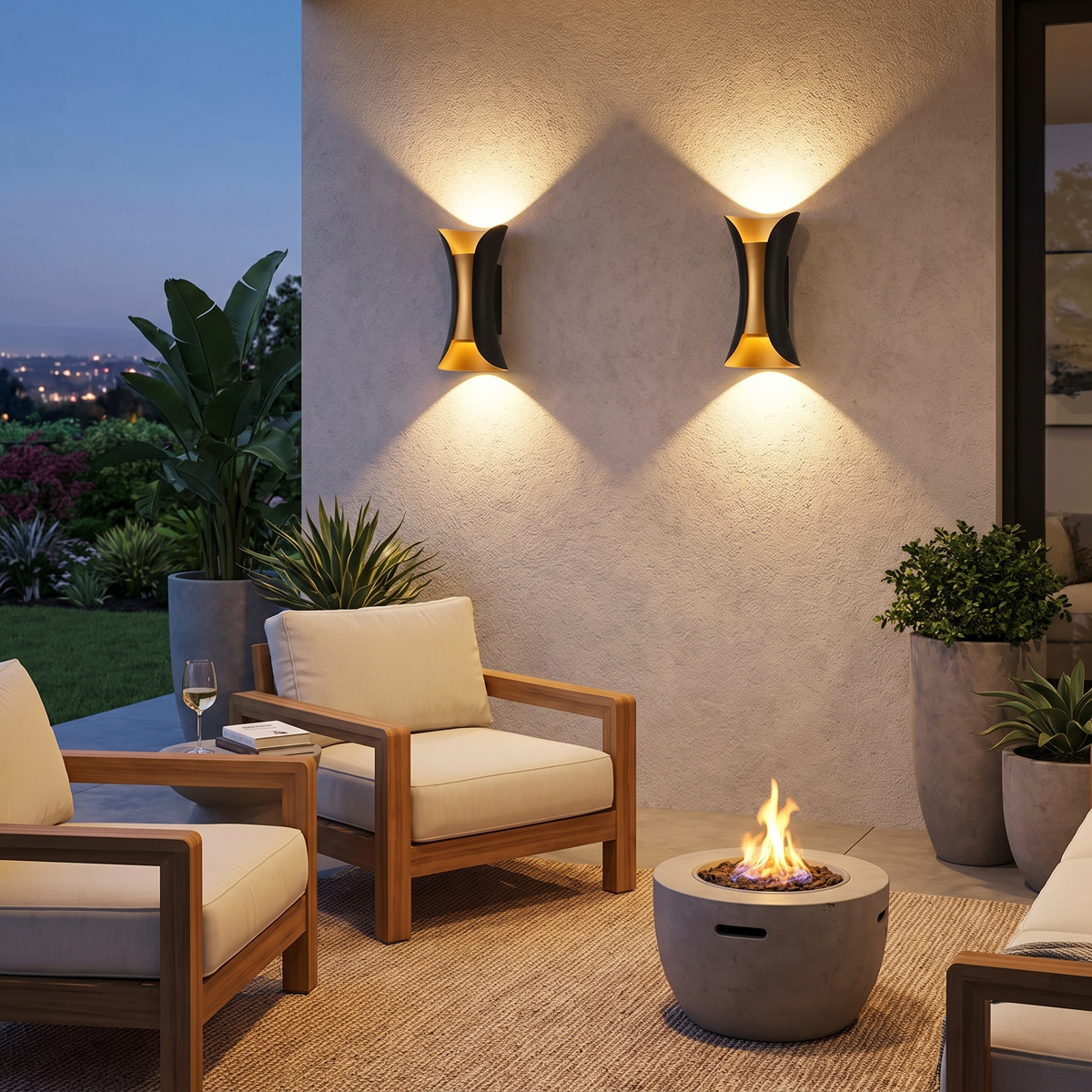 Modern Black & Gold Wall Light | Waterproof LED Up & Down Lamp