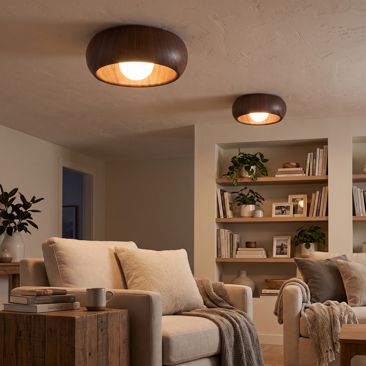 Albanora Ceiling Lamp | Minimalist Modern Wooden LED Fixture