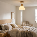 Ailse ceiling lamp in natural wood and glass with LED