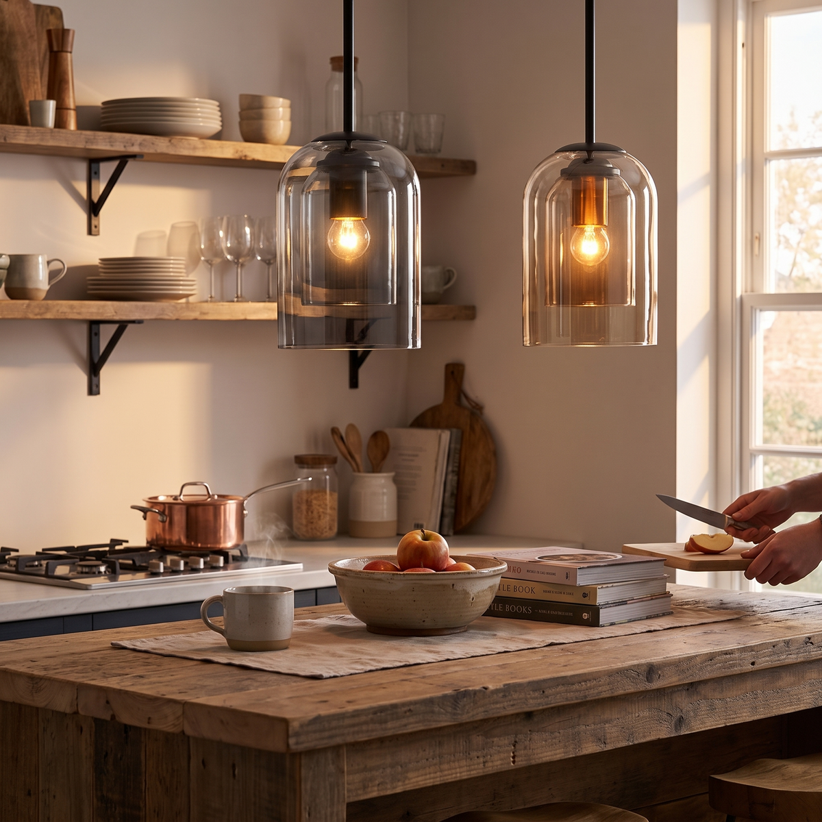Mica Mid-Century Pendant Lamp | Double Glass Shade