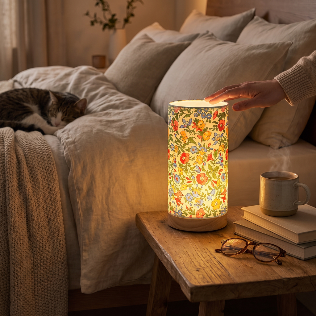 Modern Wooden Table Lamp | USB Powered Bedside Light