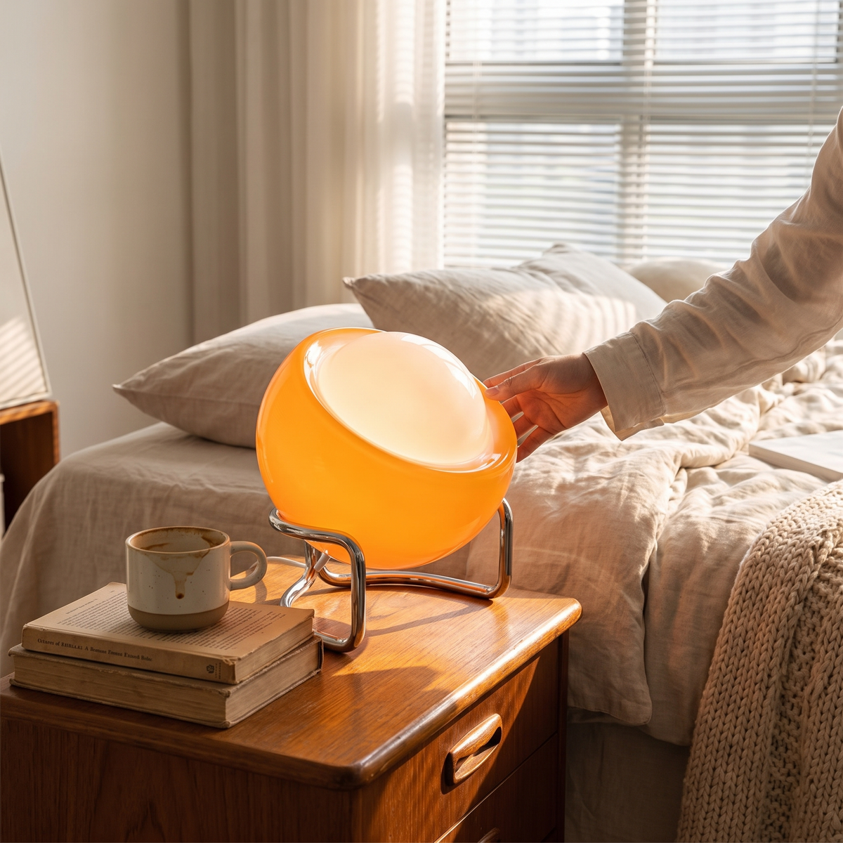 Bauhaus glass table lamp in retro Nordic design