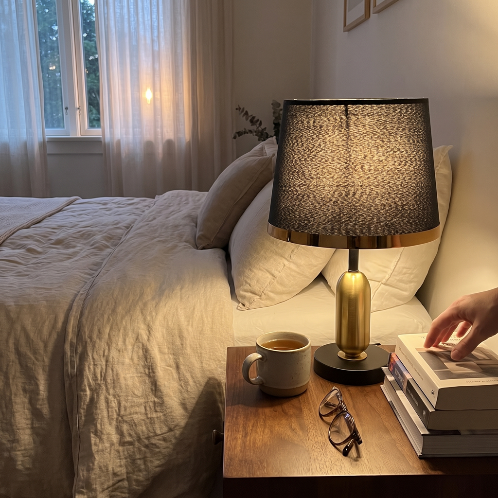 Vintage Black & Gold Table Lamp | Modern Retro Accent Light