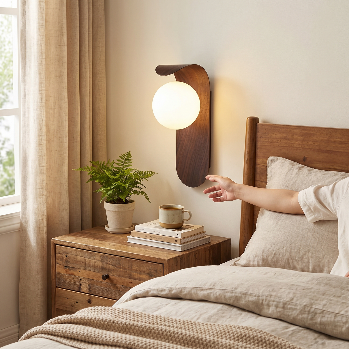 Icar Scandinavian LED Wall Lamp | Minimalist Wooden Design