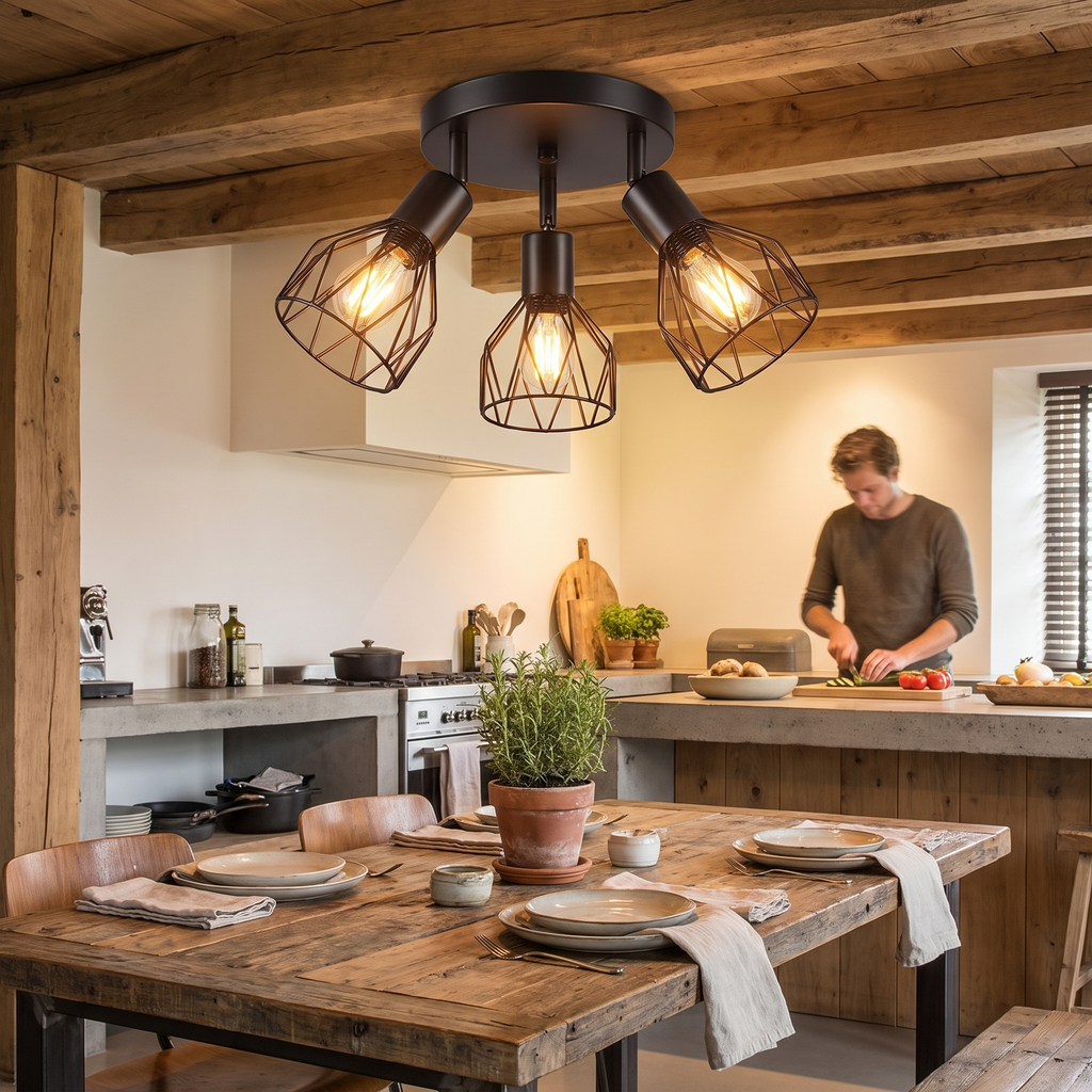 Industrial Adjustable Black Spotlight Ceiling Light | Vintage Functionality