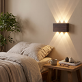 LumiBlock rechargeable wall lamp in minimalist wood grain design