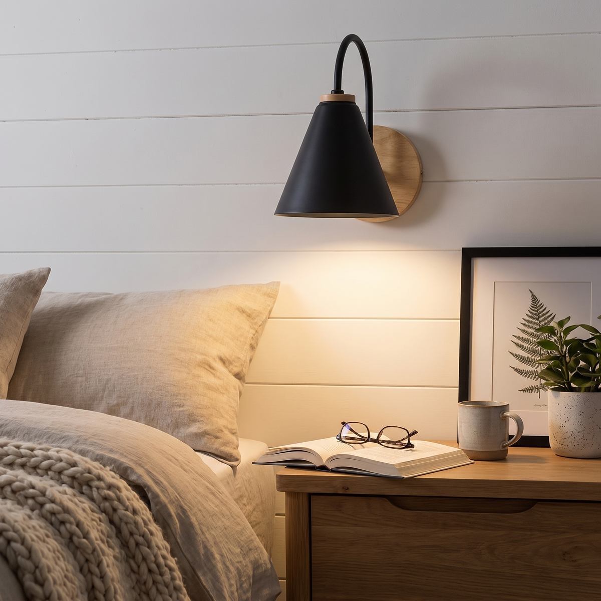 Nordic Beam | Scandinavian Wood & Iron Wall Light