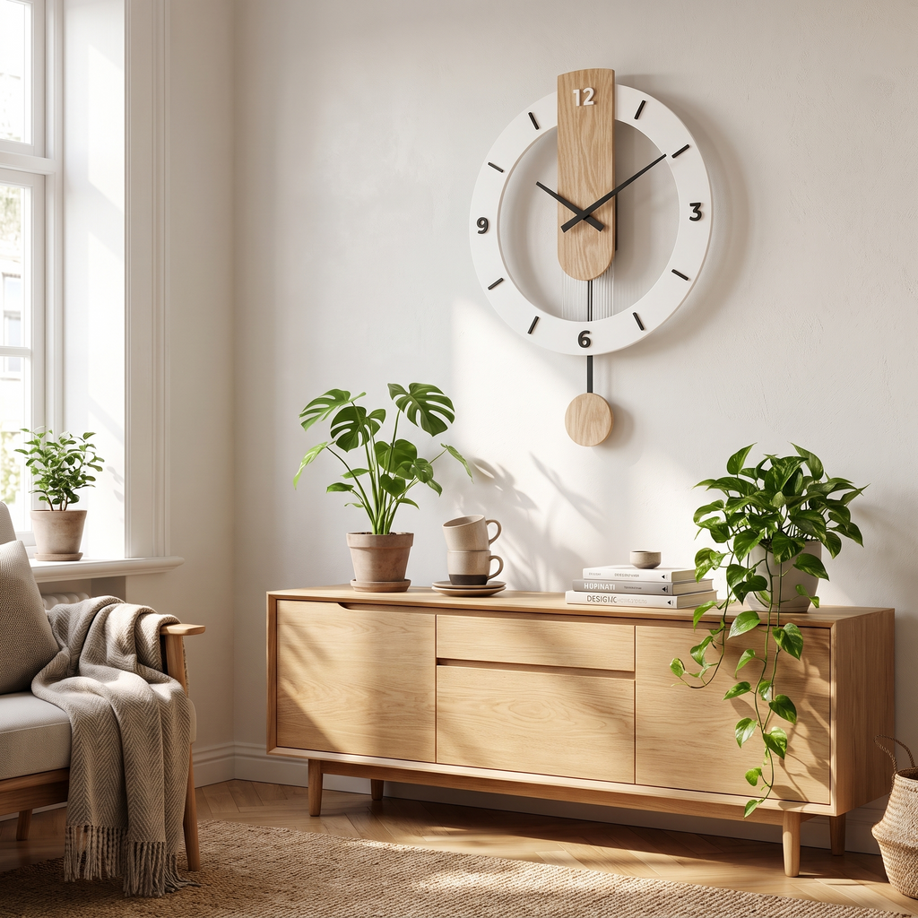 Minimalist Pendulum Wall Clock | Modern Acrylic & Wood Design