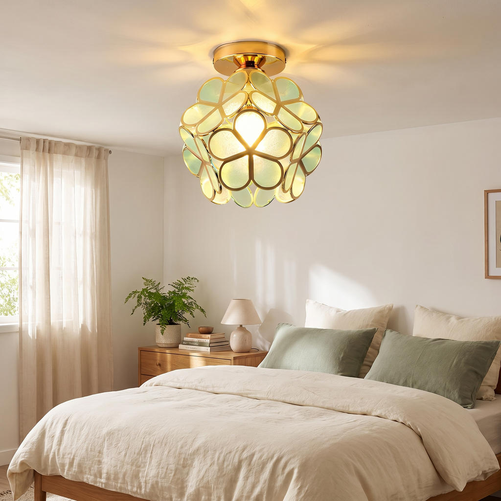 Retro Flower Ceiling Light | Colourful Vintage-Inspired PVC Flush Mount