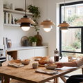 Nordic wood pendant light in colourful macaron design