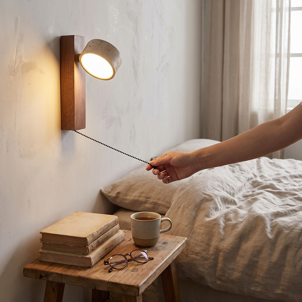 Éclat Wall Lamp | French Wabi-Sabi Headboard Light with Pull Switch