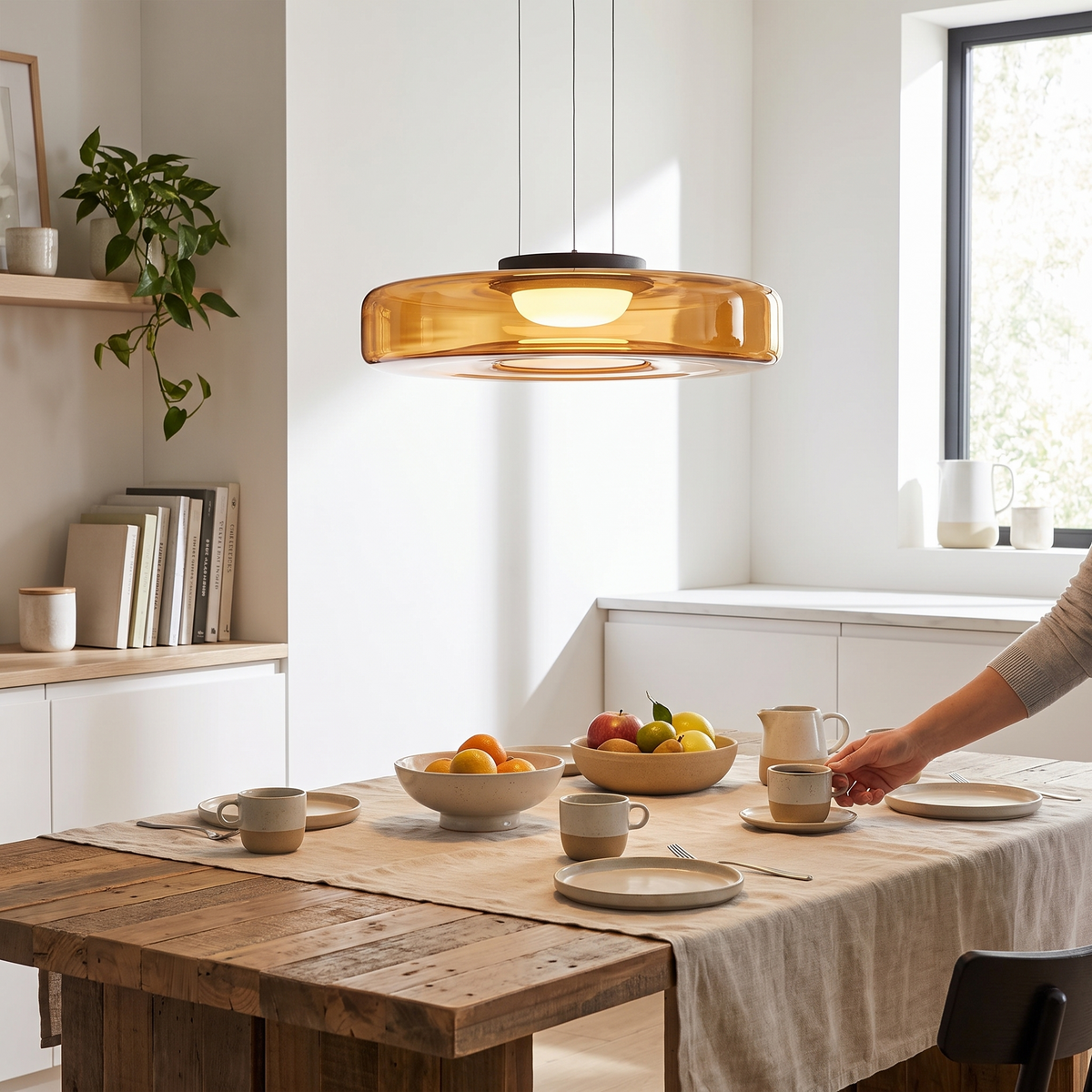 Bauhaus Glass Pendant Light | Modern Layered LED Hanging Lamp