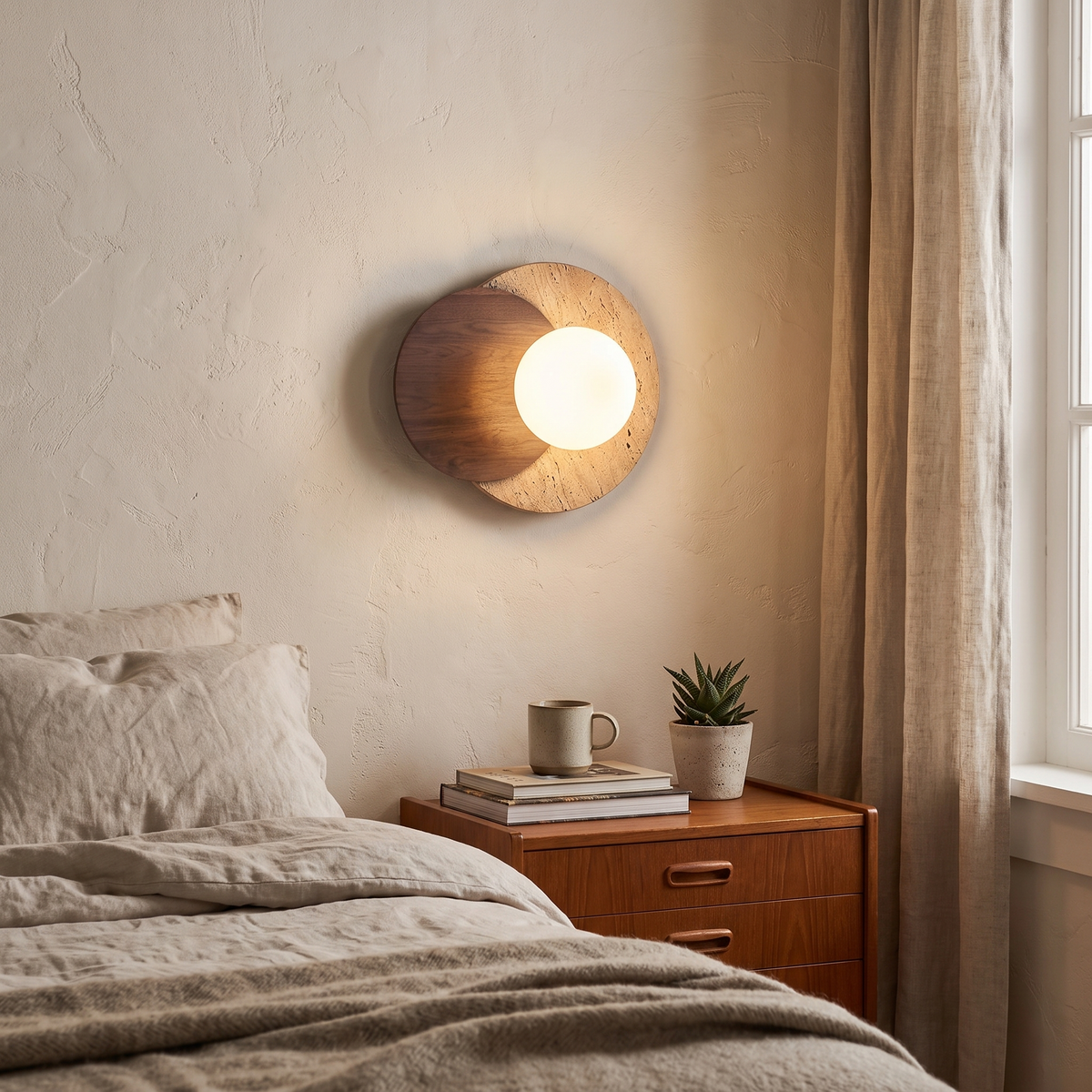 Wabi sabi stone wall lamp with modern natural texture