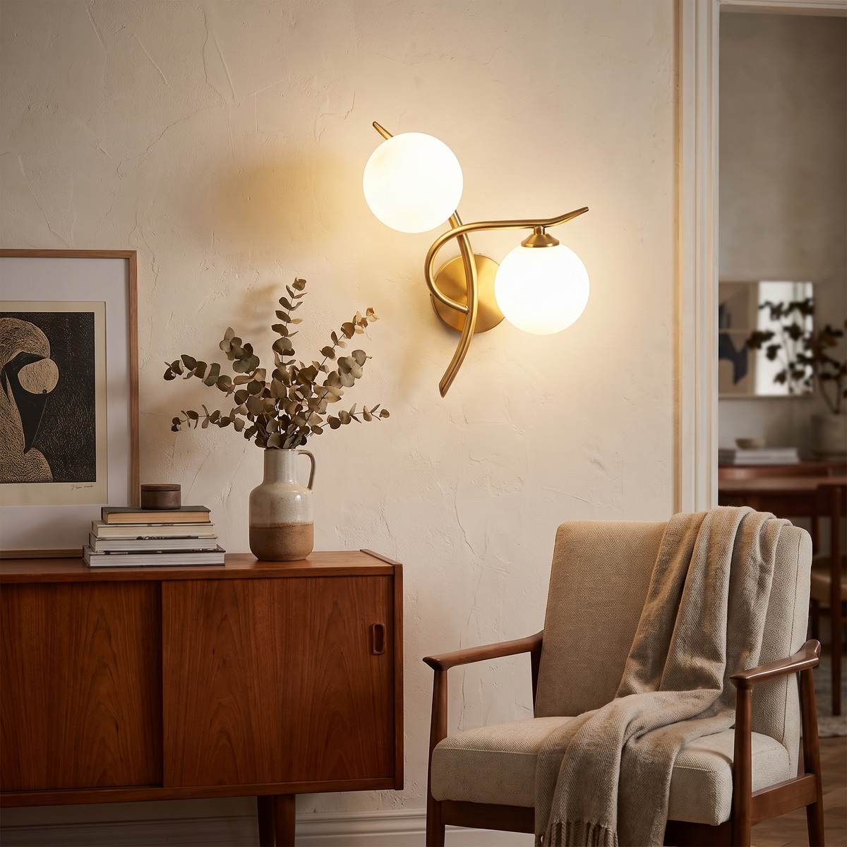 Lunara Wall Light | Nordic Dual Globe LED Design