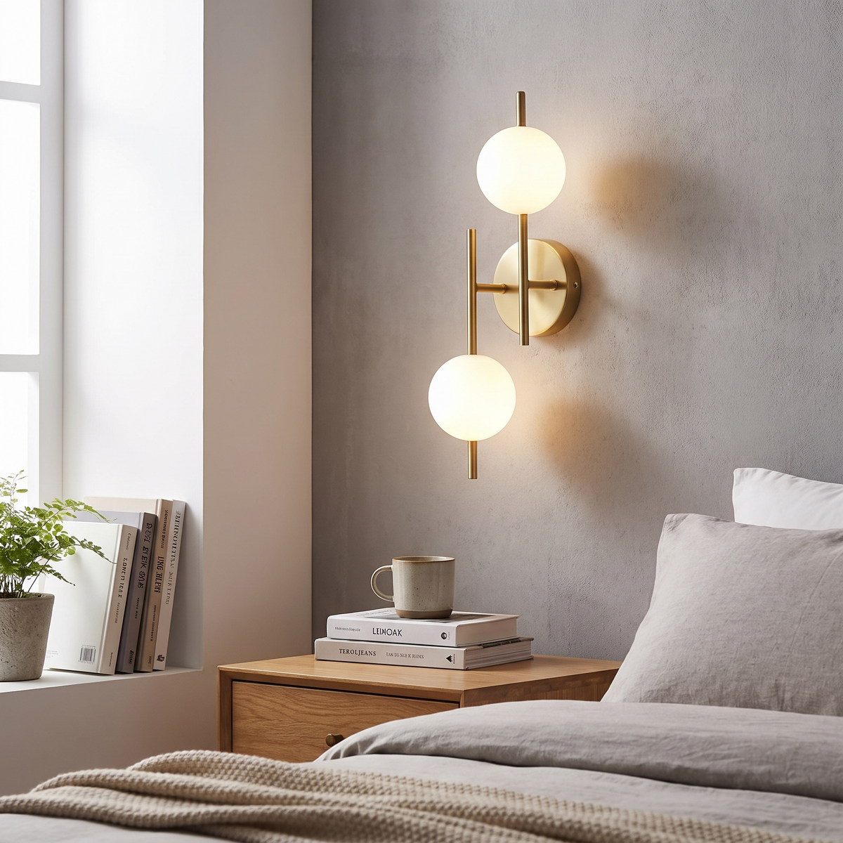 Astra wall light with dual globe modern gold design