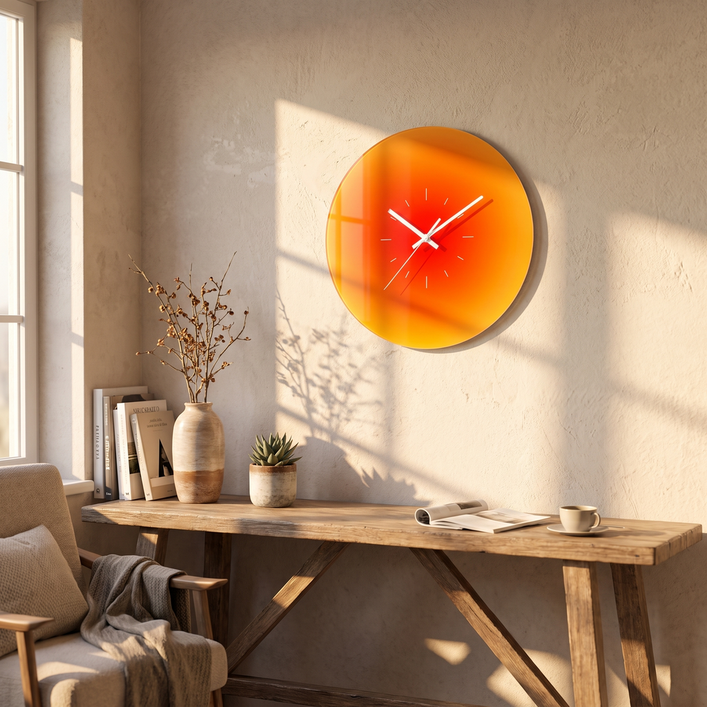 Sunset Glass Wall Clock | Modern Gradient Design