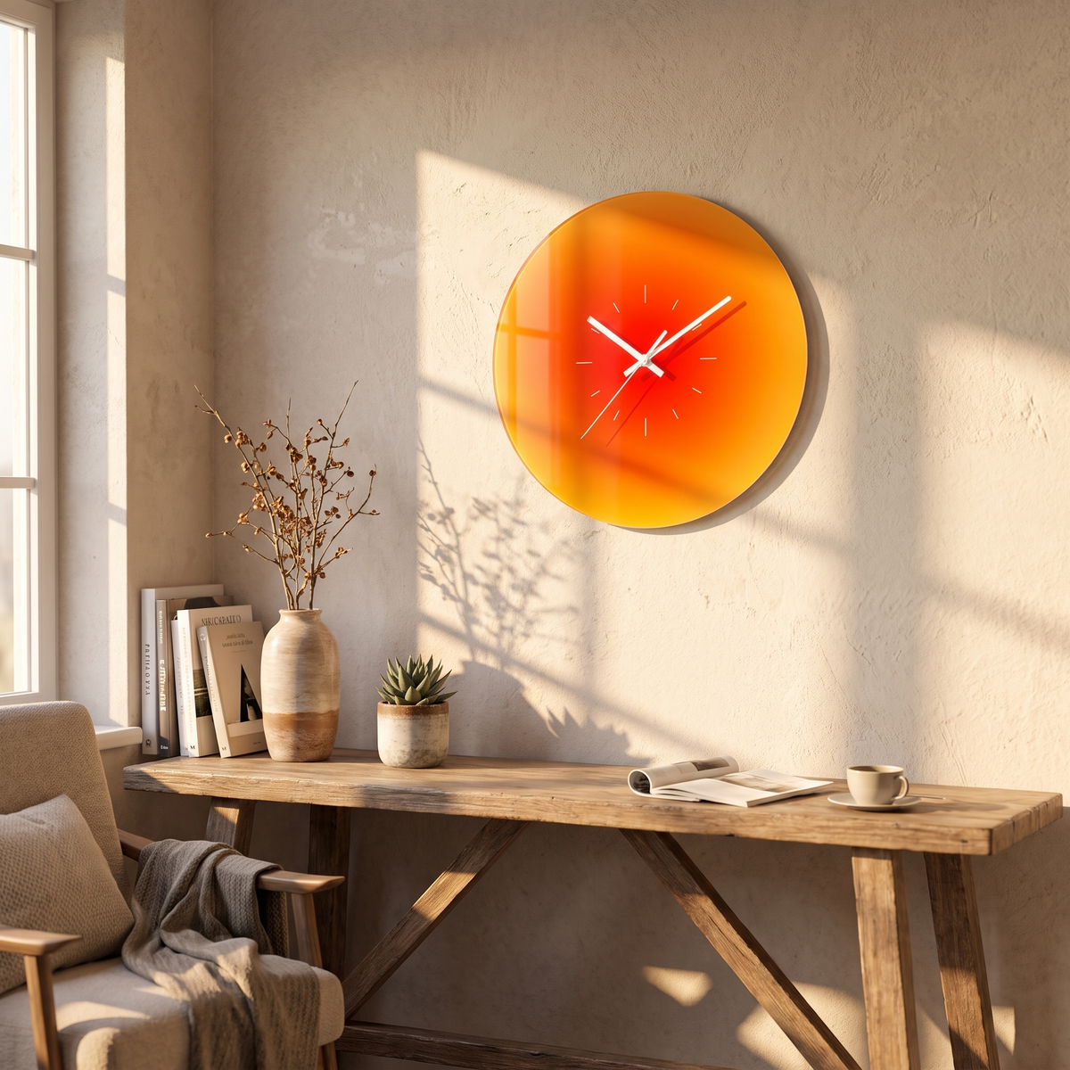 Sunset Glass Wall Clock | Modern Gradient Design