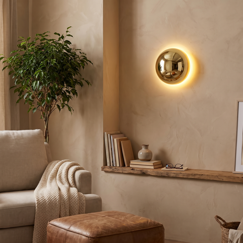 Bauhaus Eclipse Wall Lamp | Gold Finish Modern Art Light