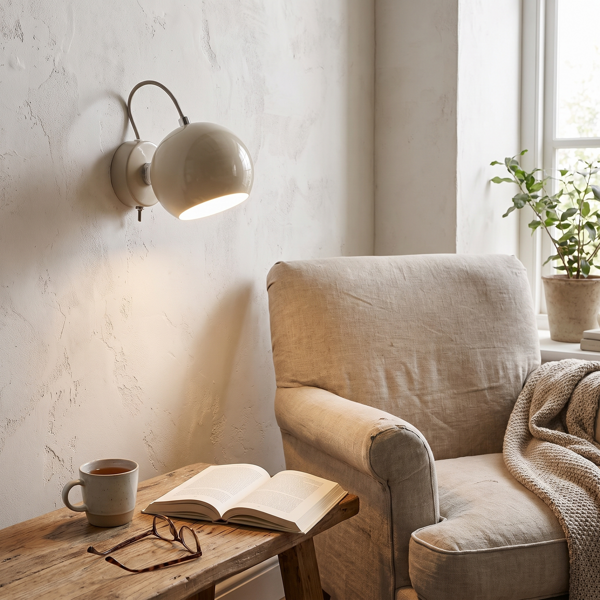 Nordic Cream Wall Lamp | Adjustable Dome Light