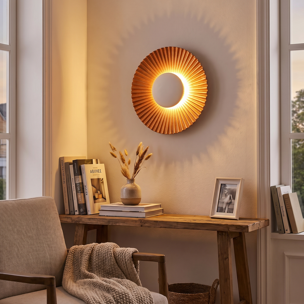 Hasna SunRay Wall Lamp | Modern Metallic Sun Design