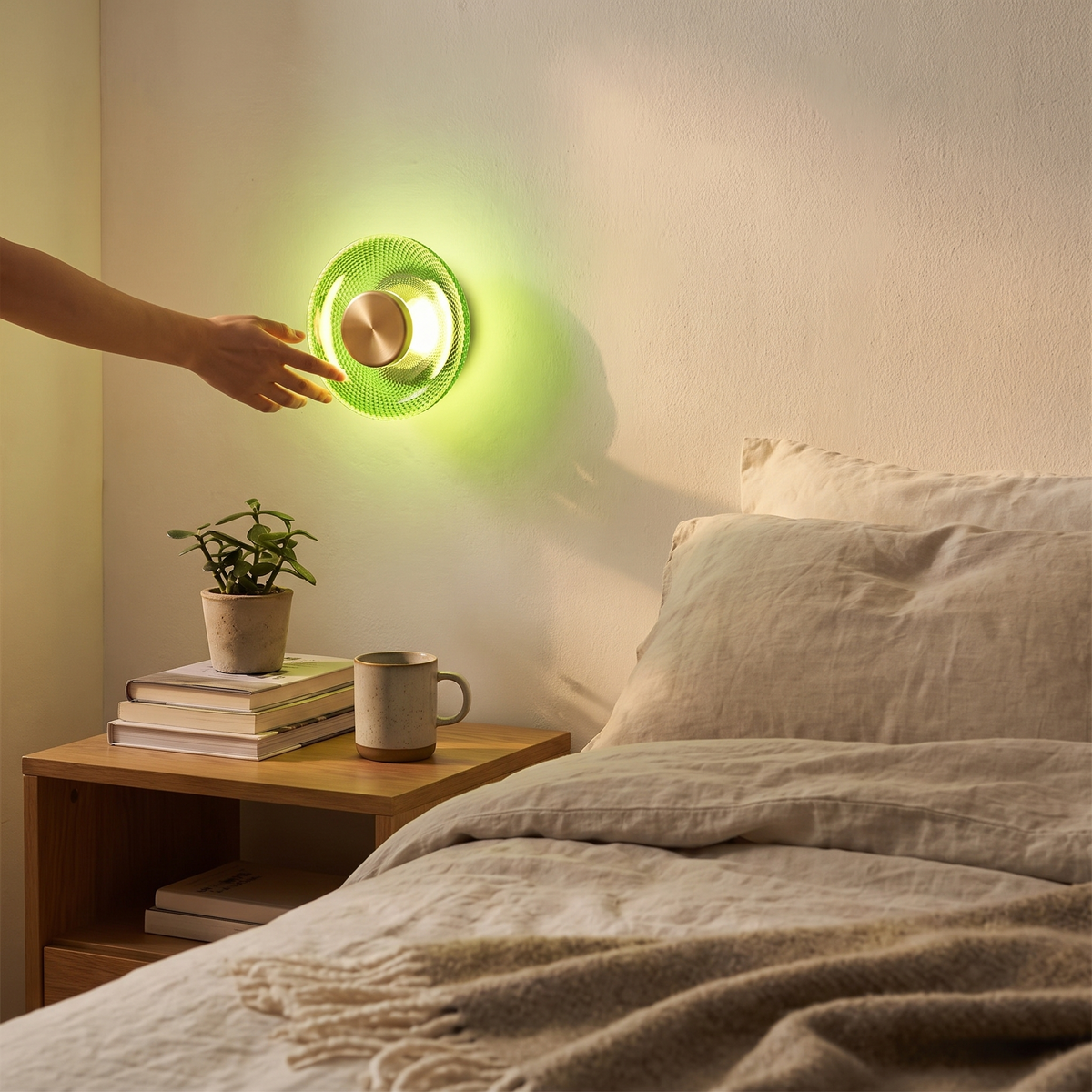 Modern Coloured Glass Wall Lamp | Textured LED Disc Light