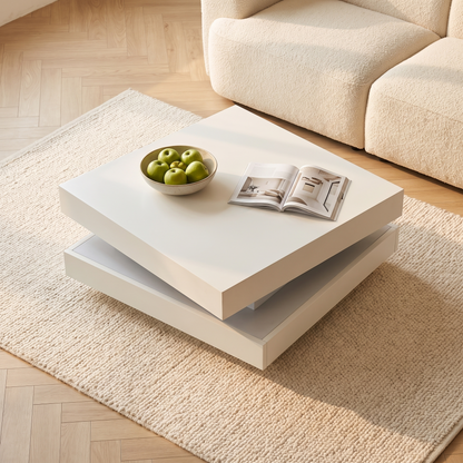 Luma Gloss Coffee Table in white with the top rotated