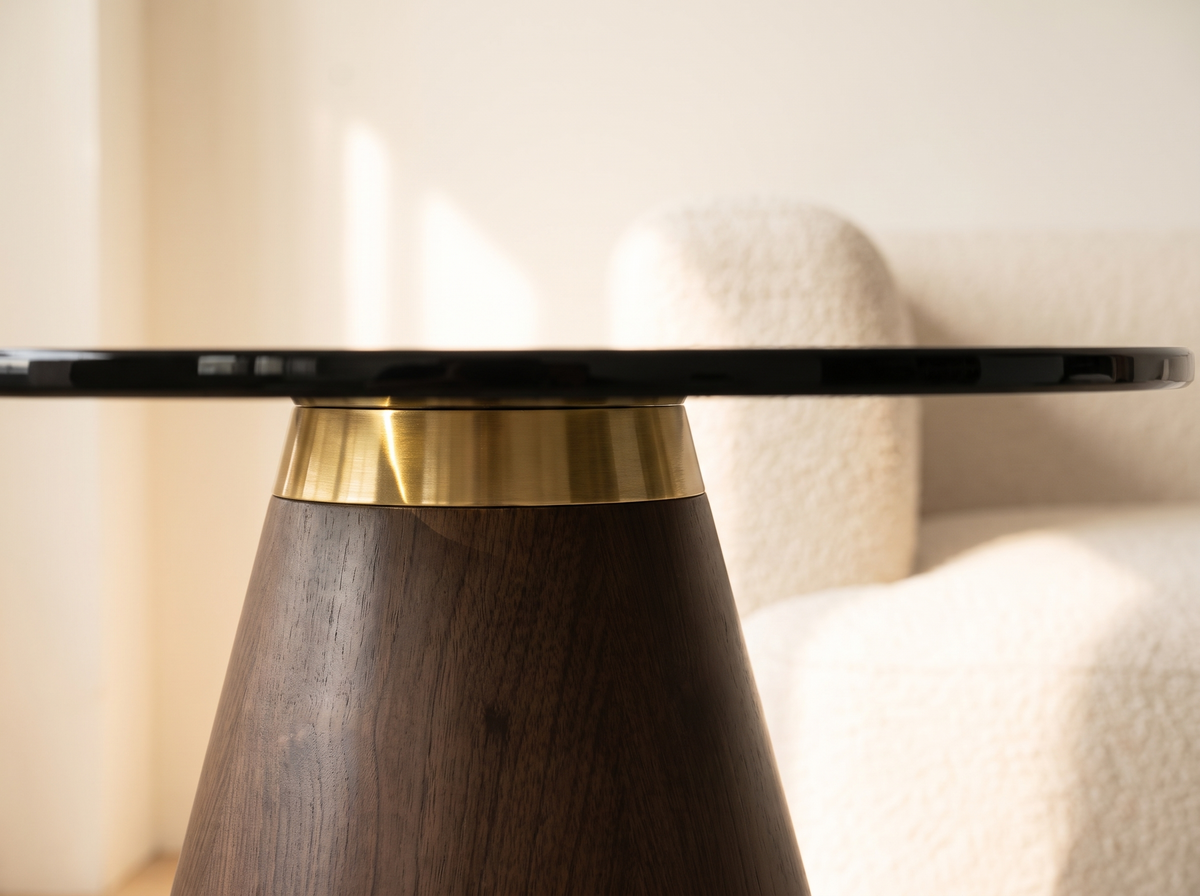 Vera Glass Side Table brass ring detail