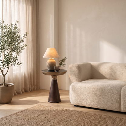 Vera Glass Side Table in a living room