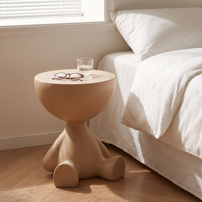 Mila Side Table in Milk Brown used as a bedside table