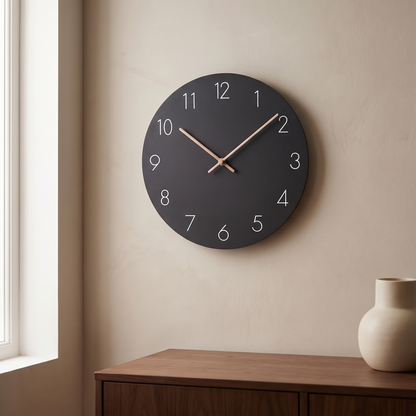 Nork Minimalist Wall Clock in Black